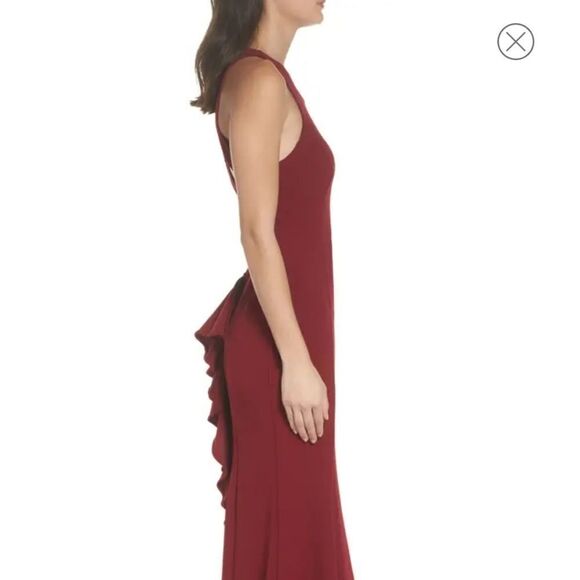 Women's Sequin Hearts Ruffle Back Scuba Gown, - Picture 4 of 5